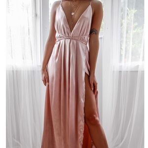 Everly Satin Gown- Size L (fits like M!), Blush
